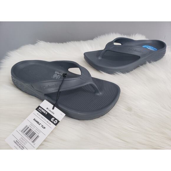 NEW Columbia Woman's Lightweight Ramble Flip Flops Size 6 Gray Graphite - Picture 1 of 7